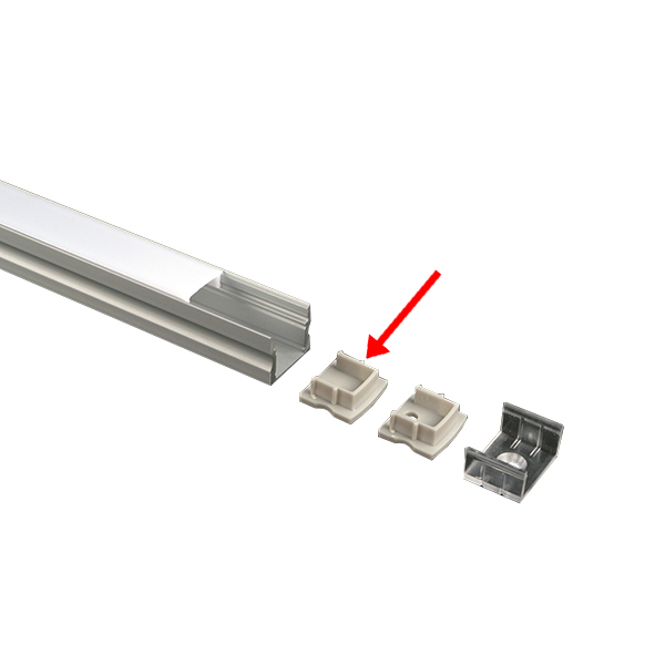 Alupro Curve LED eindkap dicht voor 15mm opbouw profiel alu
