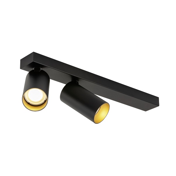 SLV 1007729 Kami double LED plafond opbouwarmatuur 10W GU10 long zwart/goud