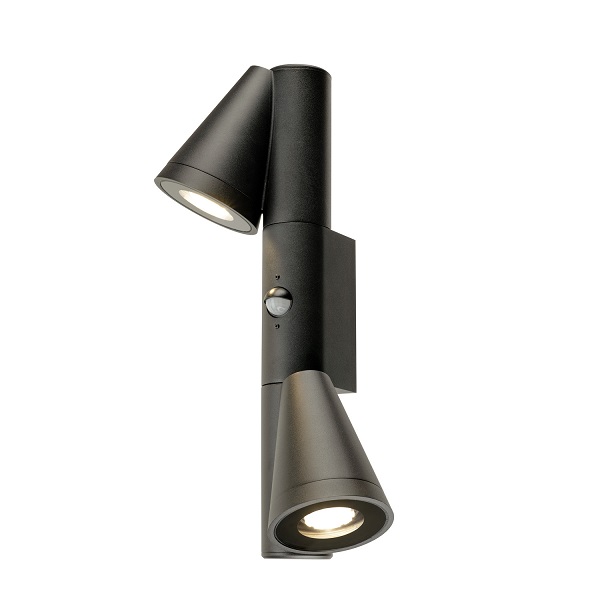 SLV 1008011 T-Tube WL Double sensor LED wand opbouwarmatuur sensor 2xGU10 51mm 10W zwart