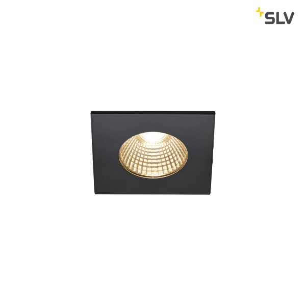 SLV 1002101 Patta-I Square LED 3000-1800K Ra90 plafond inbouwarmatuur IP65 dimbaar zwart mat