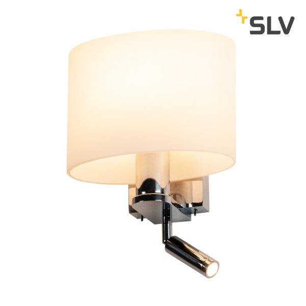 SLV 1002855 Kenkua Spot WL wand opbouwarmatuur E27 40W en LED spot 2W 3000K kleur 830 apart schakelaarbaar niet dimbaar chroom