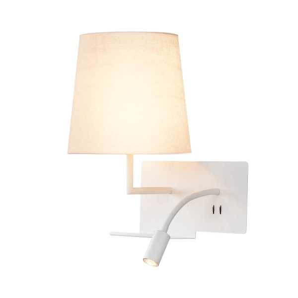 SLV 1003459 Somnila Flex links LED wand opbouwarmatuur E27 40W en LED spot 3000K kleur 930 niet dimbaar apart schakelbaar op armatuur wit