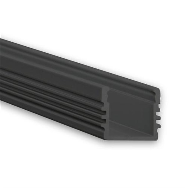 Galaxy 8106024 PL2 LED profiel 2m zwart RAL9005 hoog voor LED strips max. 12mm