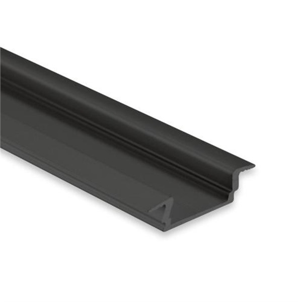 Galaxy 8106089 PL8 LED profiel 2m zwart RAL9005 vlak inbouw met vleugel voor LED strips max. 12mm
