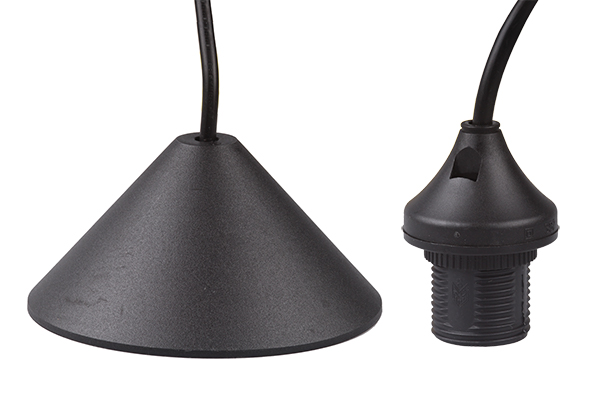 Firstlight pendelsnoer 0,8m E14 + kap + ring met flens buitendraad zwart