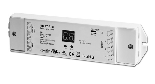 TCI 181211 SR-2303B LED controller 4 kanalen RGBW 12V-36V 4x5A dimbaar Dali DT6 
