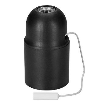 Lamphouder met trekschakelaar E27 M10x1 gladde mantel zwart
