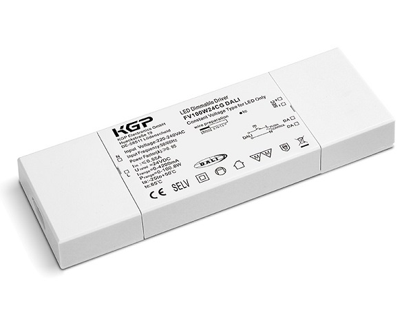 KGP FV100W24CG DALI LED voeding 24V DC 100W Dali 2 flat opbouw met trekontlasting