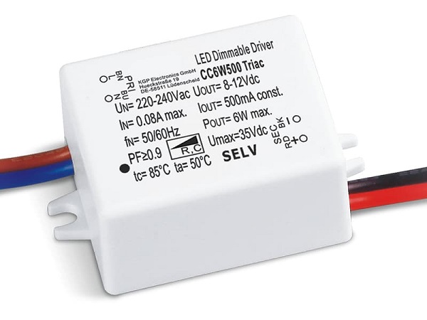 KGP CC6W500 Triac LEDdriver 500mA 4-6,5W dimbaar met bedrading