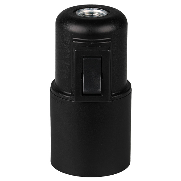 Arditi lamphouder E27 M10x1 thermoplast met wipschakelaar maximaal 60W glad zwart mat