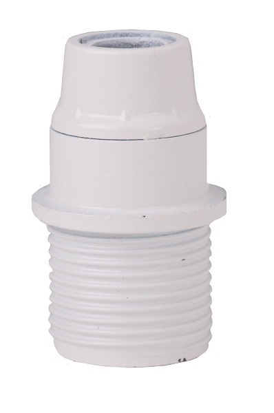 Lamphouder E14 M10x1 bakeliet met flens en buitendraad wit