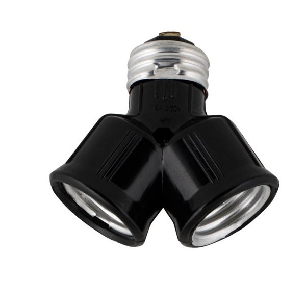 Bailey verloopstuk E27 lampvoet naar 2x E27 lamp maximaal 60W zwart