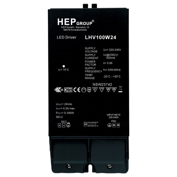 HEP LHV100W24 voeding 24V DC 100W met trekontlasting