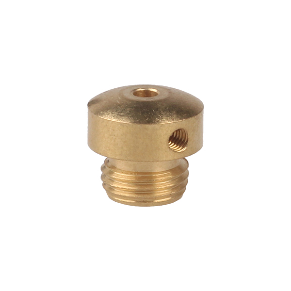 FL schroefkap M10x1 uitwendige schroefdraad met gat 2,6mm messing ruw