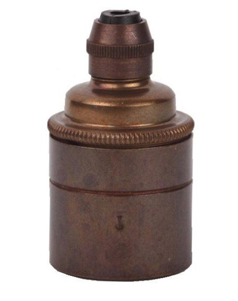 S. Lilley & Son 7600EH lamphouder E27 met vaste trekontlasting en aarde glad antiek Engels messing