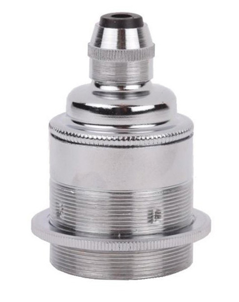 S. Lilley & Son 7600ETC lamphouder E27 met vaste trekontlasting en aarde met buitendraad en 1 schroefring chroom