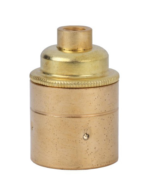 S. Lilley & Son 7601E lamphouder E27 1/2" gasdraad met aarde glad messing