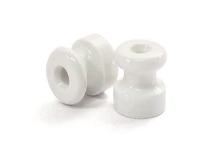 Isolator voor gedraaide stofkabel 18mm porselein wit