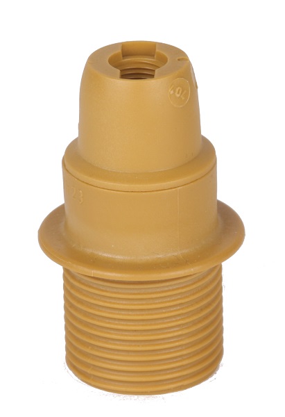 Vossloh Schwabe lamphouder E14 thermoplastisch kunststof M10x1 flens halfhoog mosterdkleur

