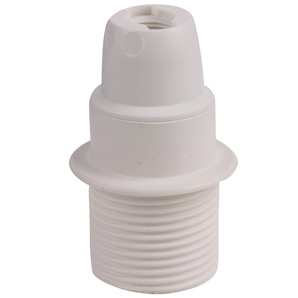 Vossloh Schwabe lamphouder E14 thermoplastisch kunststof M10x1 flens halfhoog aarde wit
