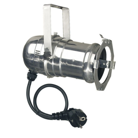 Showtec PAR30 spot chroom long E27 100W 30161 snoer 30 cm + stekker met filterframe