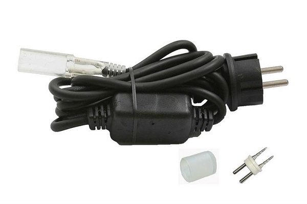 Tronix LED lichtslang aansluitset stekker + eindkap voor 13mm LED slang maximaal 350W IP44