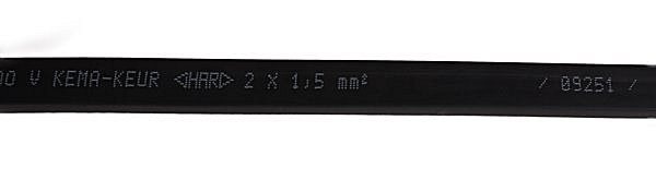 Donné prikkabel zwart 2x1,5mm2 13x5mm per meter