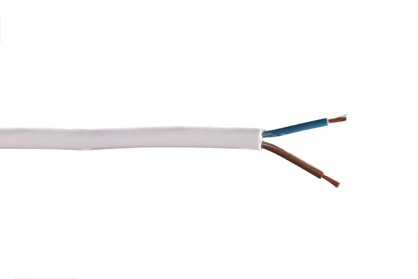 VMvL H05VV-F 2x1,0mm2 rond wit per rol 100m