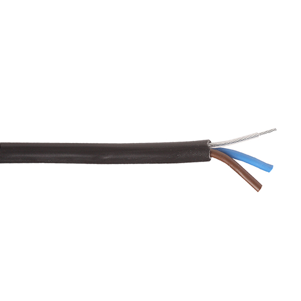 VMvS H03VV-F 2x0,75mm2 rond zwart met staaldraad diameter 5,8mm rol 100m