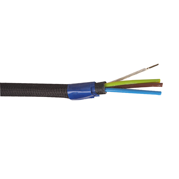 FL stofkabel 3x0,75mm2 mat met staaldraad zwart