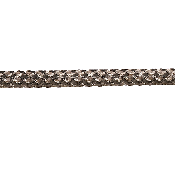 Kabel 2x0,75mm2 per meter met decoratieve metaalkleurige mantel met grote openingen en transparante binnenkabel