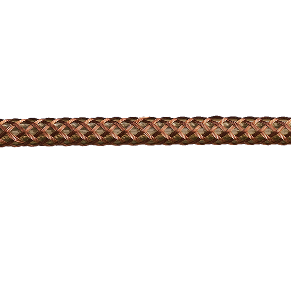 Kabel 2x0,75mm2 per meter met decoratieve koperkleurige mantel met grote openingen en transparante binnenkabel