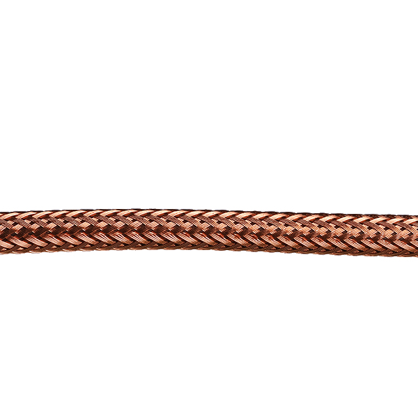 Kabel 2x0,75mm2 per meter met decoratieve koperkleurige mantel fijn geweven en zwarte binnenkabel