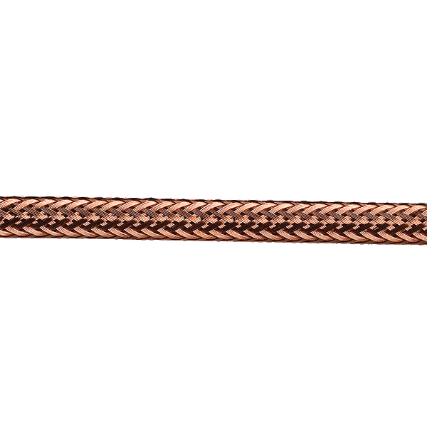 Kabel 2x0,75mm2 per meter met decoratieve koperkleurige mantel fijn geweven en transparante binnenkabel