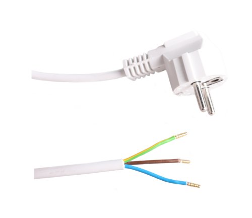 HK aansluitsnoer haakse stekker 3x1,0mm2 2,0m wit