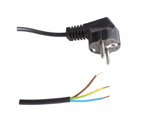 HK aansluitsnoer haakse stekker 3x1,0mm2 H05Z1Z1-F halogeenvrij 5,0m zwart