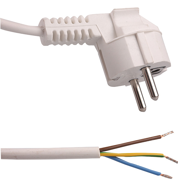 Satiplugs aansluitsnoer aangegoten haakse stekker 3x0,75mm2 5,0m wit