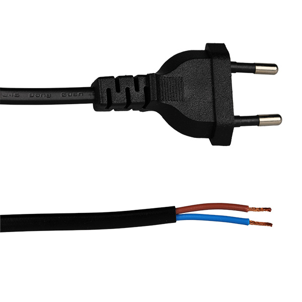 Firstlight eurosnoer aangegoten stekker 2x0,75mm2 2,0m zwart met ultrasoon gelaste kabeluiteinden