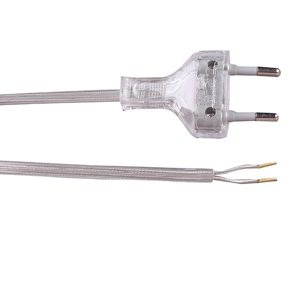 FL eurosnoer aangegoten stekker en ronde kabel 2x0,75mm2 1,5m transparant