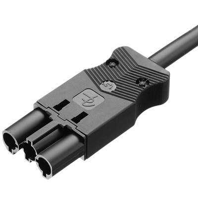 Adels Contact AC 166G aansluitsnoer met platte 3 polige male stekker 2,0m 3x1,5mm2 Eca zwart