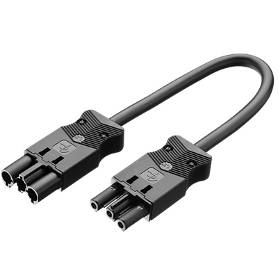 Adels koppelsnoer met platte 3 polige male en female connector 5,0m 3x1,5mm2 Eca zwart