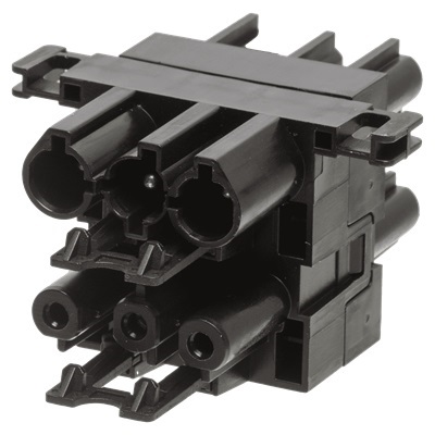 Adels verdeler 1 in 3 uit H-verdeler zwart met vergrendeling voor platte 3 polige connectoren