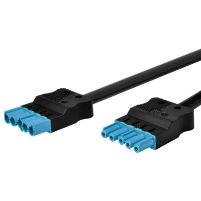 Adels Contact AC166 VLCG/515 200 DALI koppelsnoer met platte 5 polige stekkers 2,0m 5x1,5mm2 zwart Eca met pastelkleurige connectoren