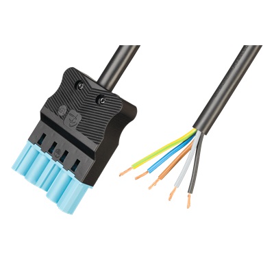 Adels Contact AC166 ALCGS/5075 050 DALI aansluitsnoer met platte 5 polige stekker male 0,5m 5x0,75mm2 zwart Eca met pastelkleurige connector