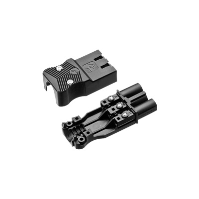 Adels 3 polige platte stekker 2,5mm2 schroefuitvoering zwart plat male
