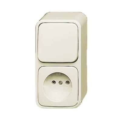 Busch&Jaeger combinatie schakelaar/wcd opbouw creme