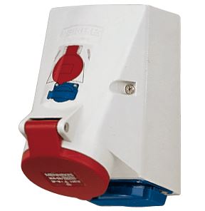 Mennekes CEE wcd wandcontactdoos 16A 5p 400V met 230V aansluiting Twin wcd schroefloos