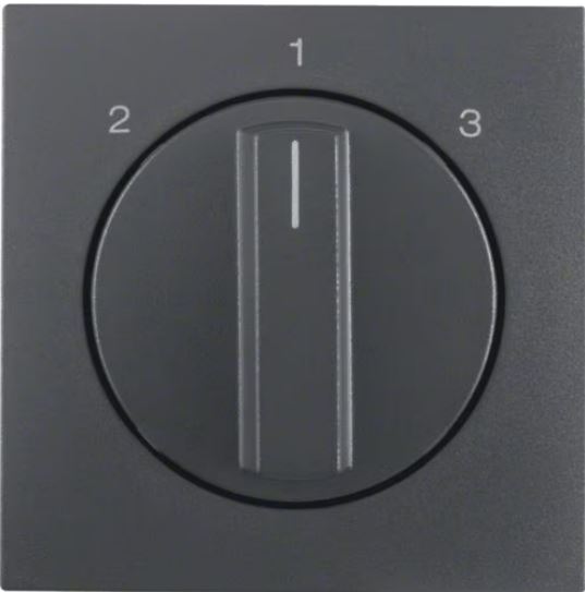 Berker S.1, B.3, B.7 inzetplaat 3 standen zonder 0 stand met draaiknop antraciet RAL 7021 mat