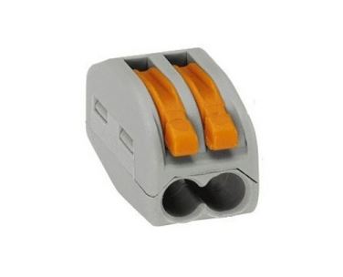 Wago 222-412 lasklem met hendel 0,08-2,5mm2 24A voor massieve en geslagen draad, 0,08-4,0mm2 32A voor soepele draad 2 voudig