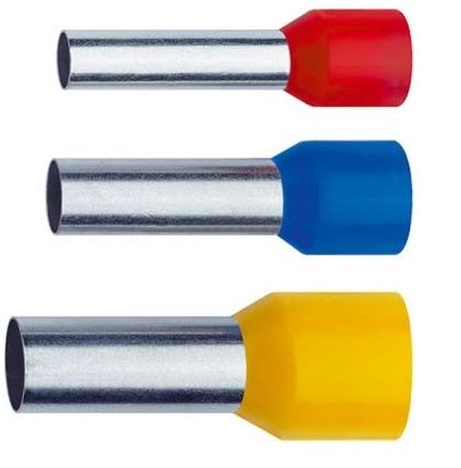 Adereindhuls 1,0mm2 rood geisoleerd lengte 8mm ( totaal 14mm) zakje 100